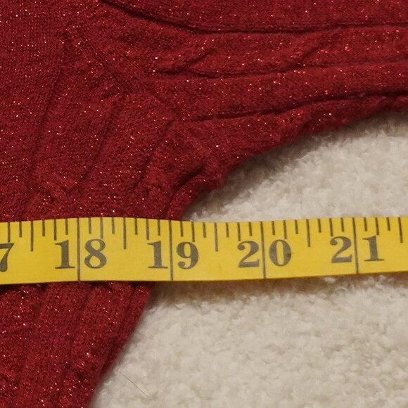 Sparkly Ruby Red V-Neck Pullover Sweater Size Large Holiday Christmas Party - Picture 7 of 8